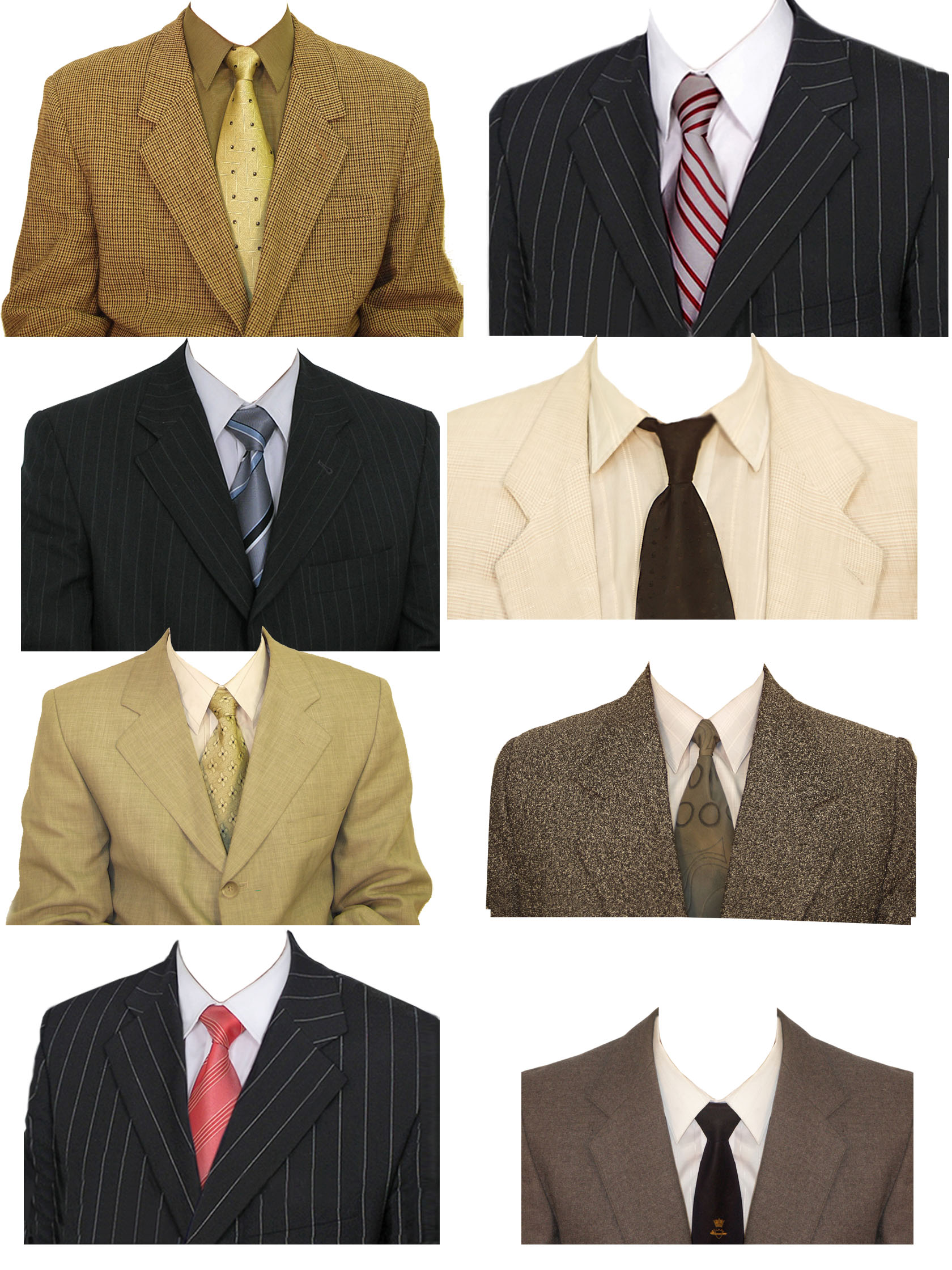 8 мужских костюмов для идентификации фото шаблонов макетов
