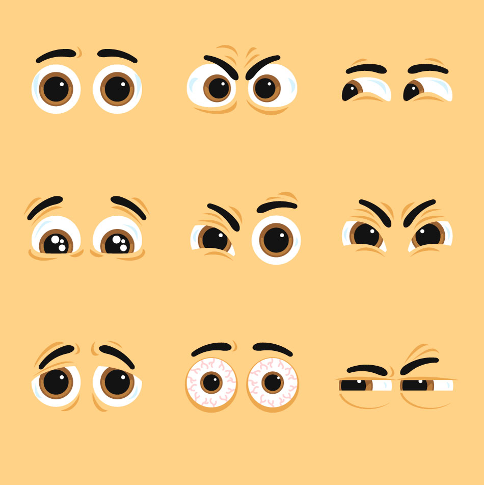 9 Augenausdrücke AI-Vektor