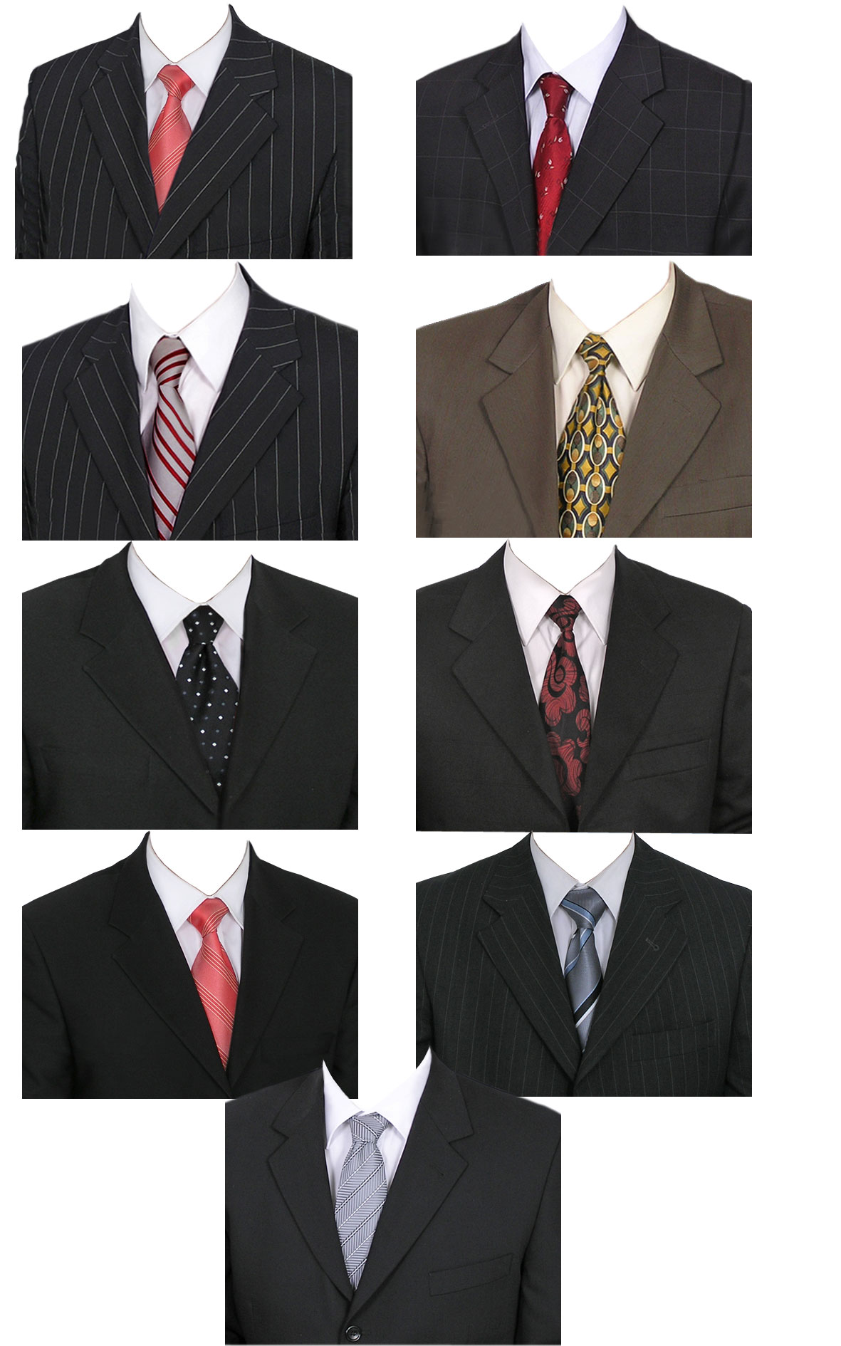 9 мужских костюмов ID фото шаблоны макеты PSD