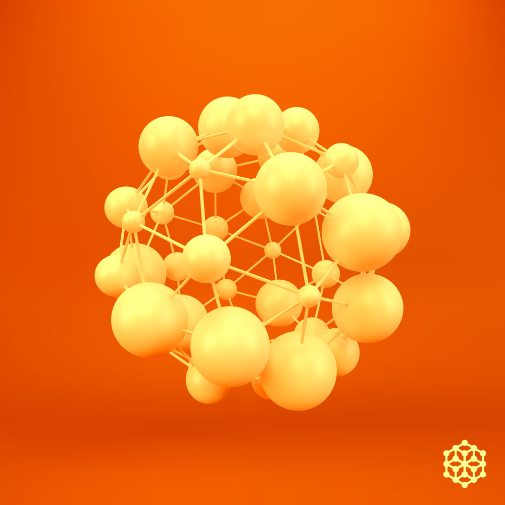 抽象的球形细胞DNA分子结构AI