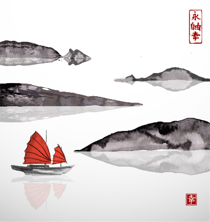 中国の古典的な静かにエレガントな水墨画