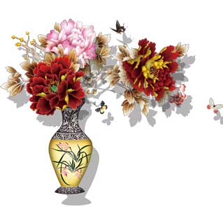 گل صد تومانی سبک نقاشی چینی با ثروت و افتخار شکوفا می شود