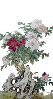 Estilo de pintura chinesa flores de peônia com riqueza e honra