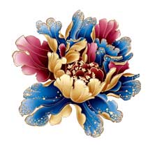 富と名誉を持つ中国の絵画スタイルの牡丹の花