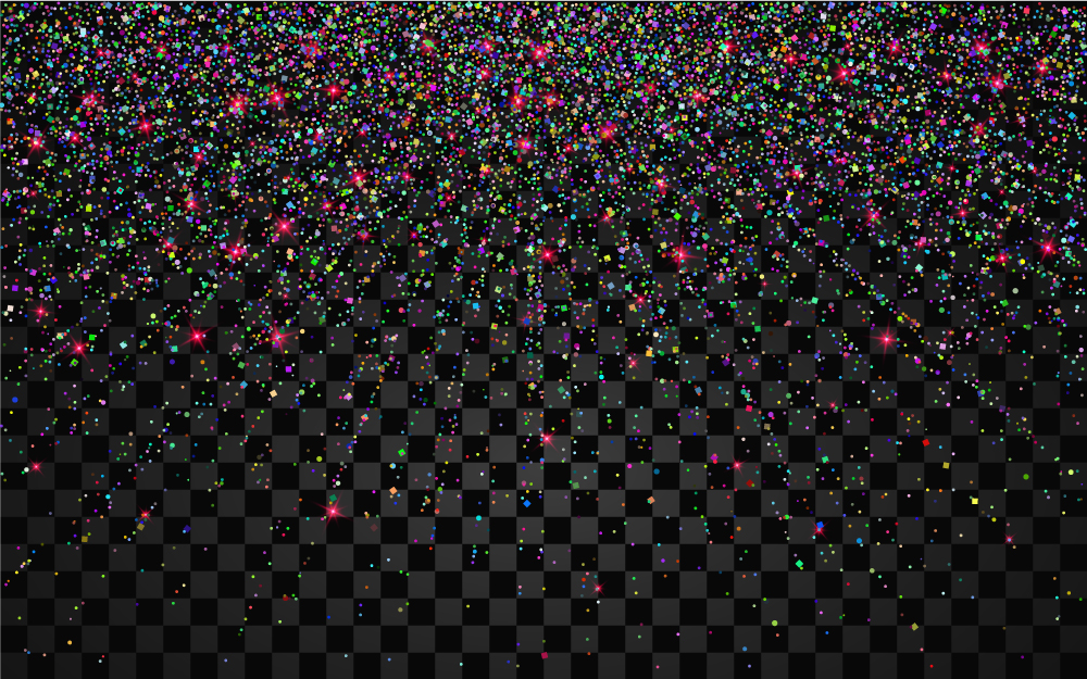 Fondo de vector de partículas luminosas intermitentes multicolores