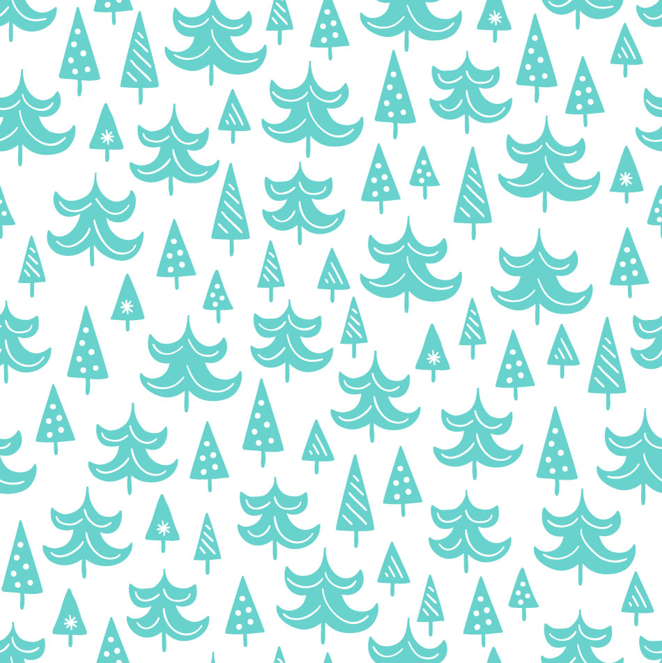 Seamless pattern wrapper tiffany blue trees vector