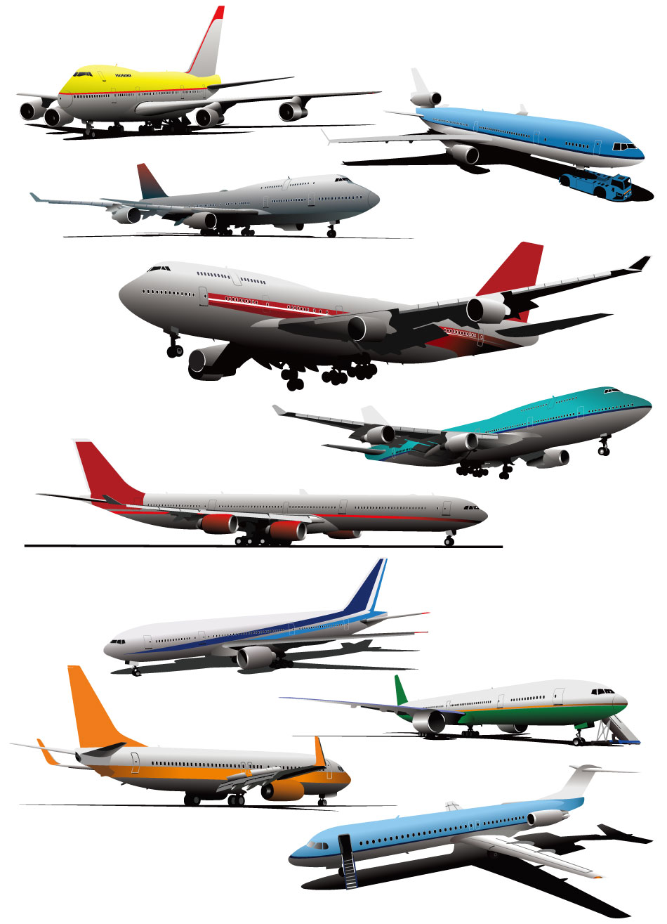 Flugzeug-Passagierflugzeug-Passagierflugzeug-Grafikdesign-AI-Vektor
