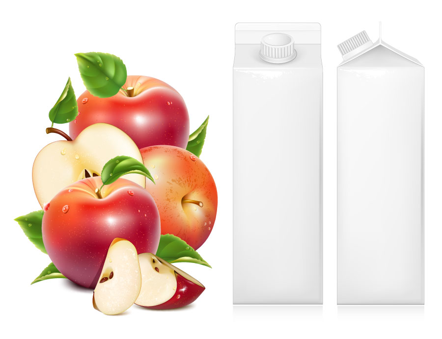 Графички дизајн паковања јабука и пића АИ Вецтор