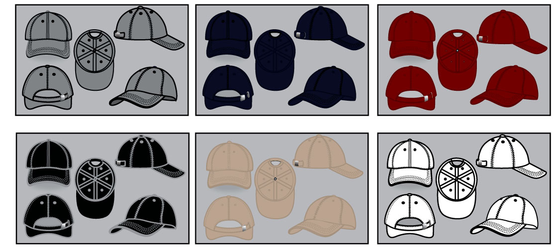 Vecteur AI de collection de casquettes de baseball