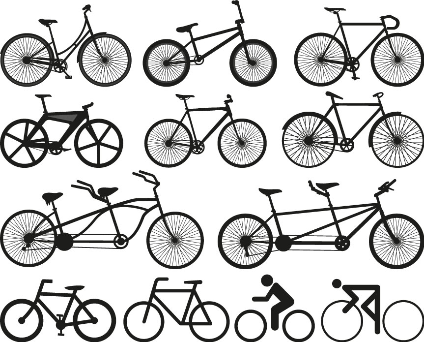 Bicyclettes Silhouettes AI Vector