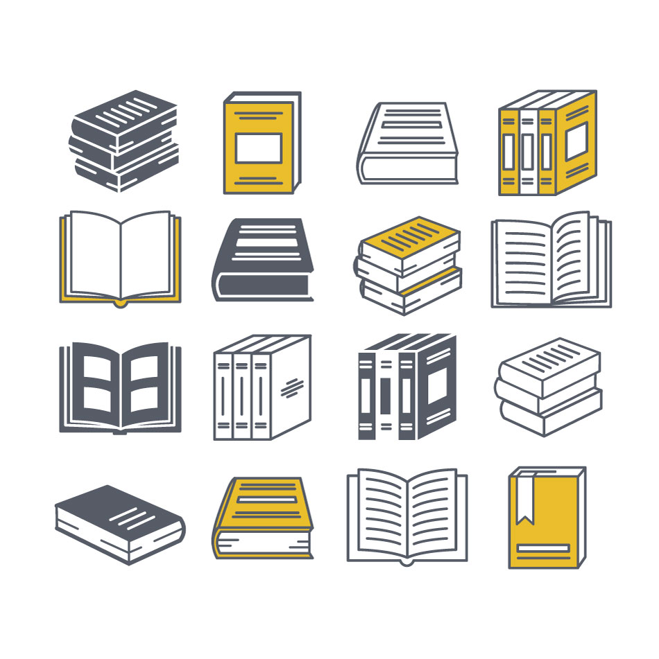 Libros iconos AI Vector