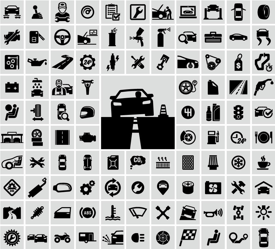 Vector de iconos de reparación de automóviles AI