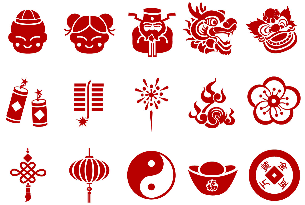 Festival chino de primavera elementos gráficos vectoriales AI
