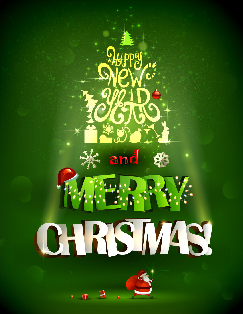 Christmas New Year Elaborate Green Graphic Design AI Vector