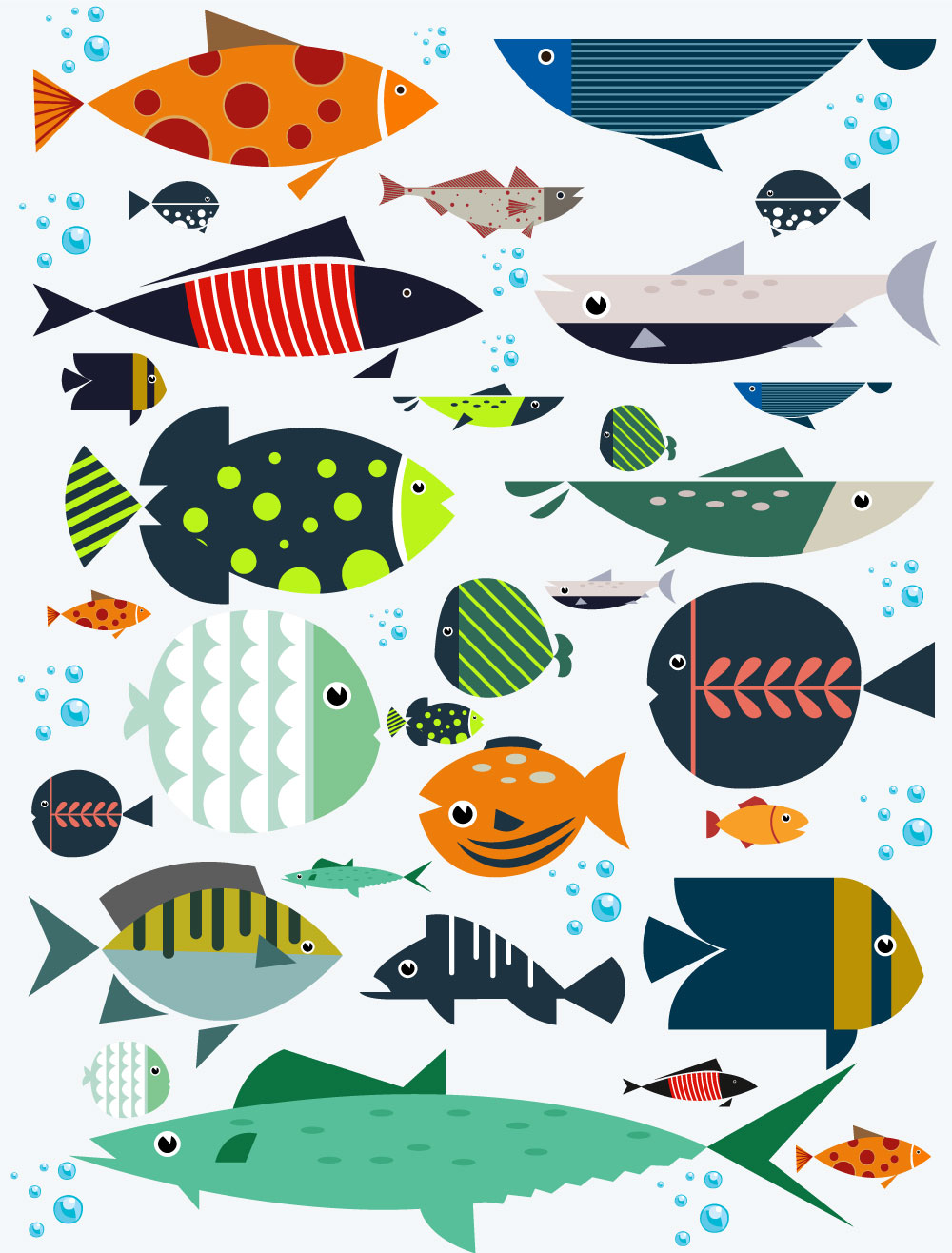 Kleurrijke vissen AI vector