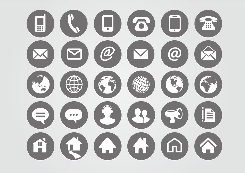 Contact Message Communication Icons AI Vector