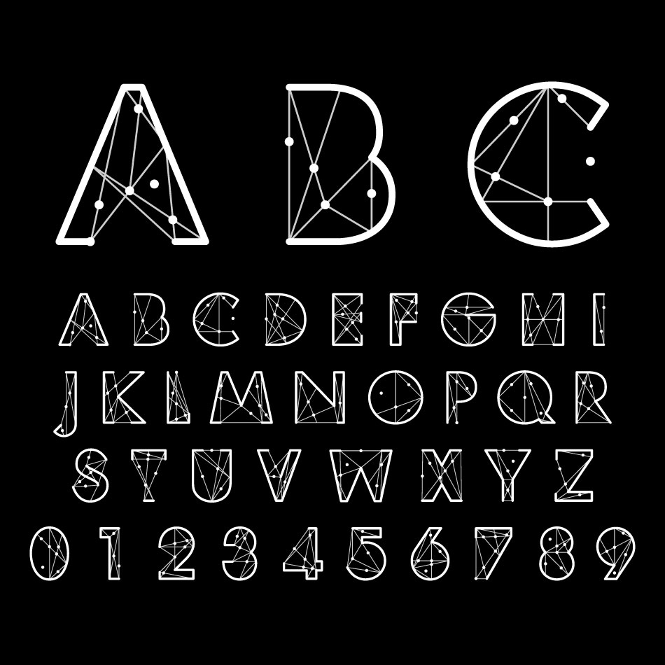 Creative Linear Design Numbers Alphabets AI Vector