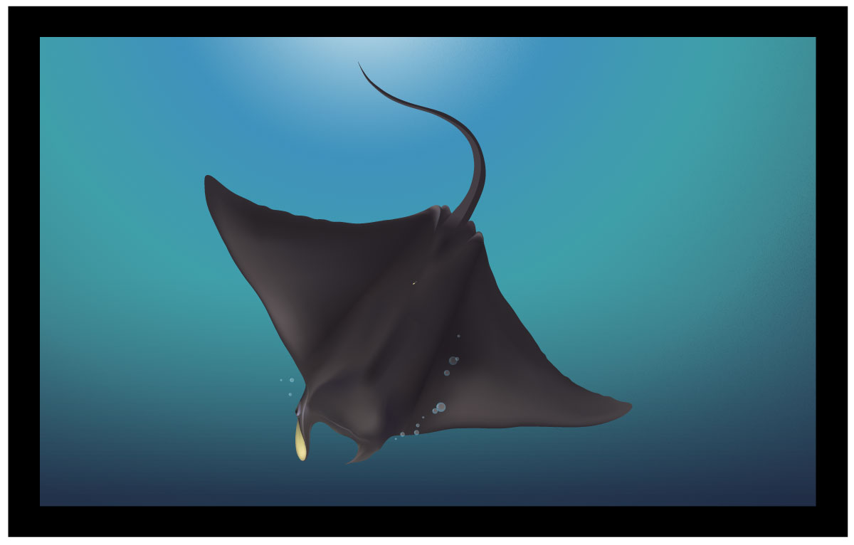 Deep Sea Fish Ray Графичен дизайн AI вектор