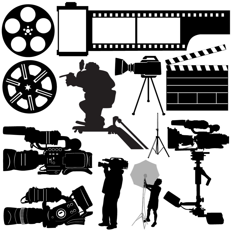 Film Shooting Silhouettes Collection AI Vector