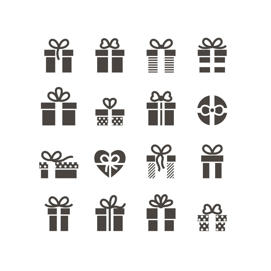 Flat Gift Icons AI Vector
