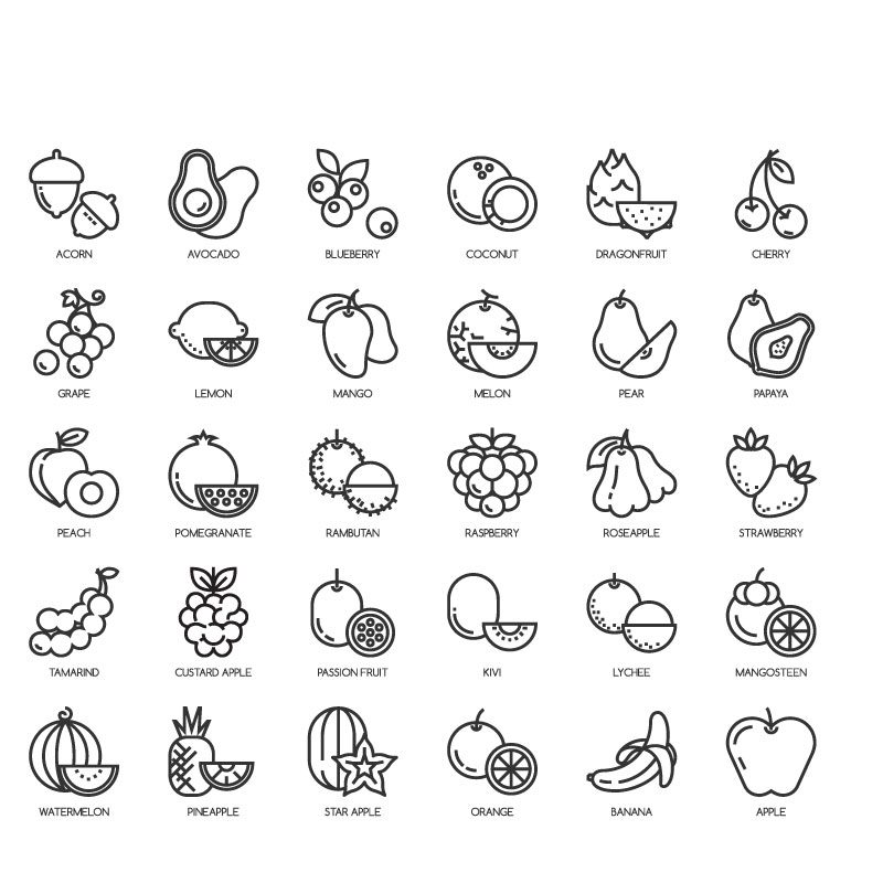 Fruit AI icônes vectorielles