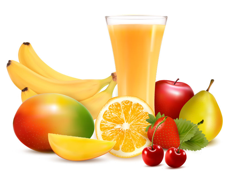 Frucht-Mango-Birne Apple Cherry Strawberry Banana Orange Graphic AI Vector