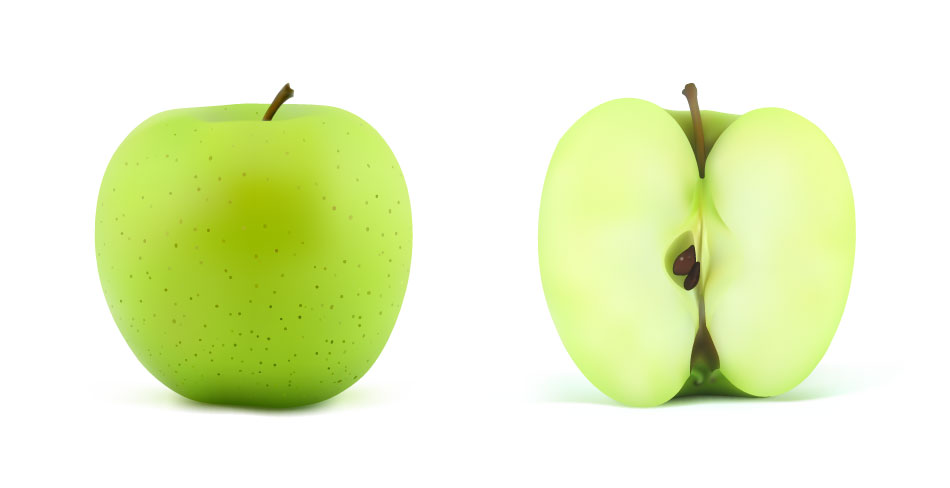 Zelený jablko fotorealistický grafický design AI Vector