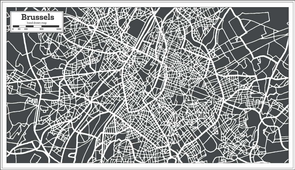 Mapa de Bruselas dibujado a mano AI Vector