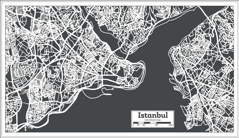 Hand Drawn Istanbul Map AI Vector