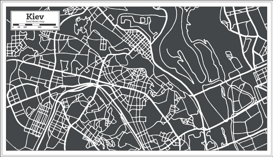 Dibujado a mano Kiev Mapa AI Vector