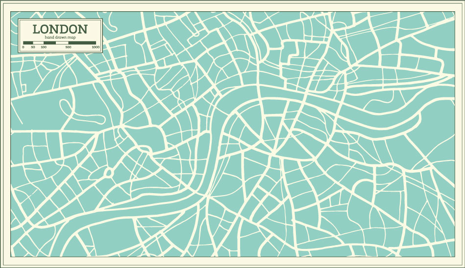 مرسومة باليد خريطة لندن AI Vector