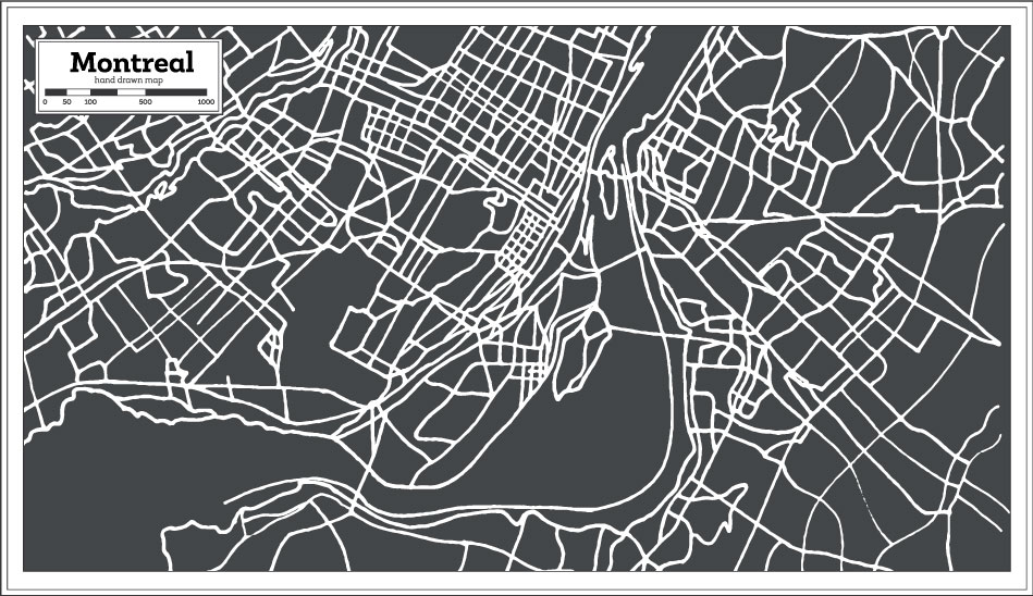 Hand Drawn Montreal Map AI Vector