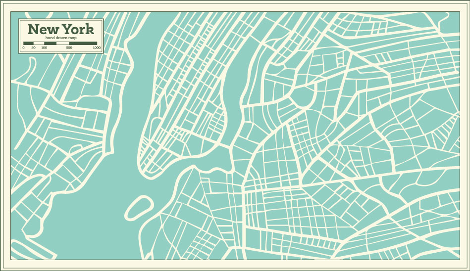 手绘纽约地图AI矢量