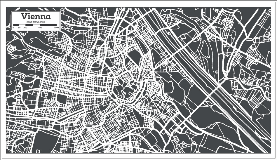 مرسومة باليد ناقلات خريطة فيينا منظمة العفو الدولية