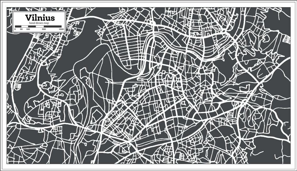 Hand Drawn Vilnius Map AI Vector