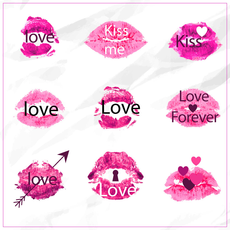 Kiss Me Love Forever Lip AI vektor nyomtatása