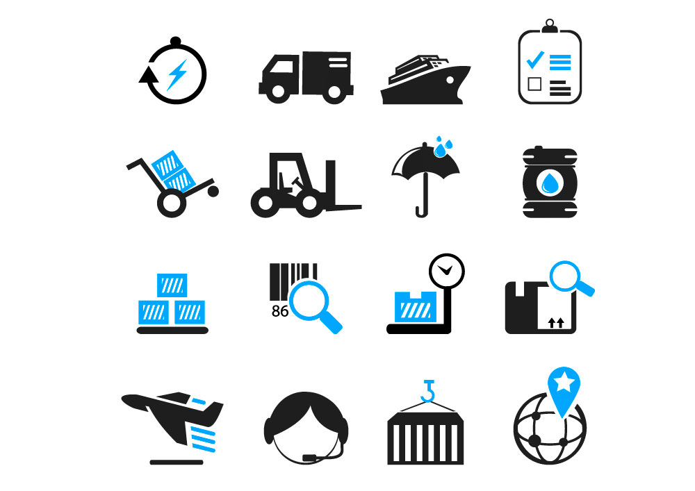 Logistik-Icons AI-Vektor