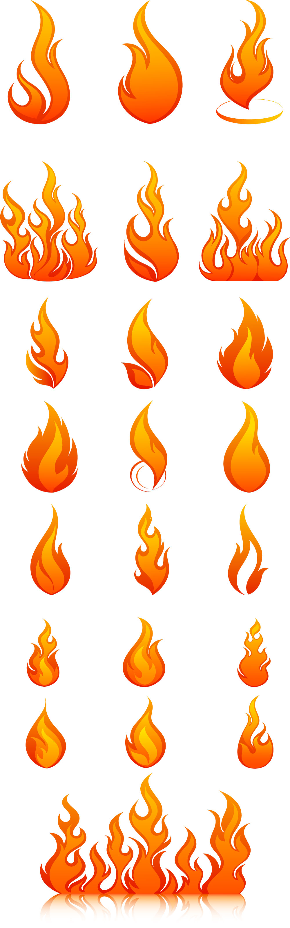 Many Flames Icons AI Vector