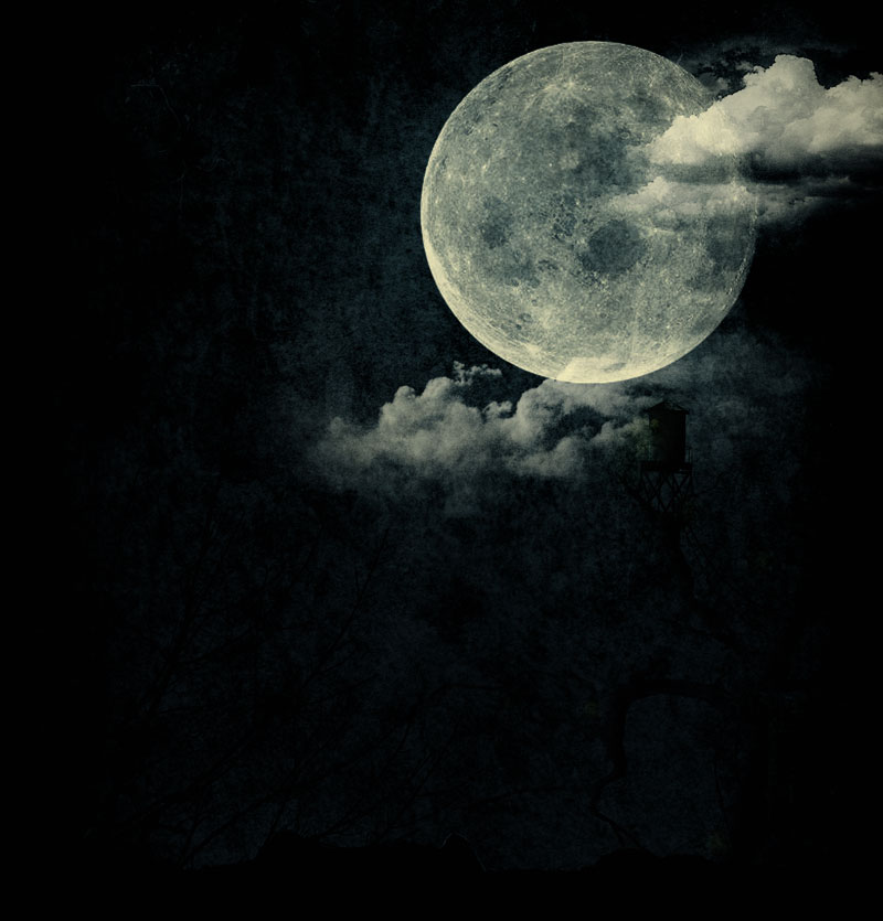 Fond de scène de lune et de nuage