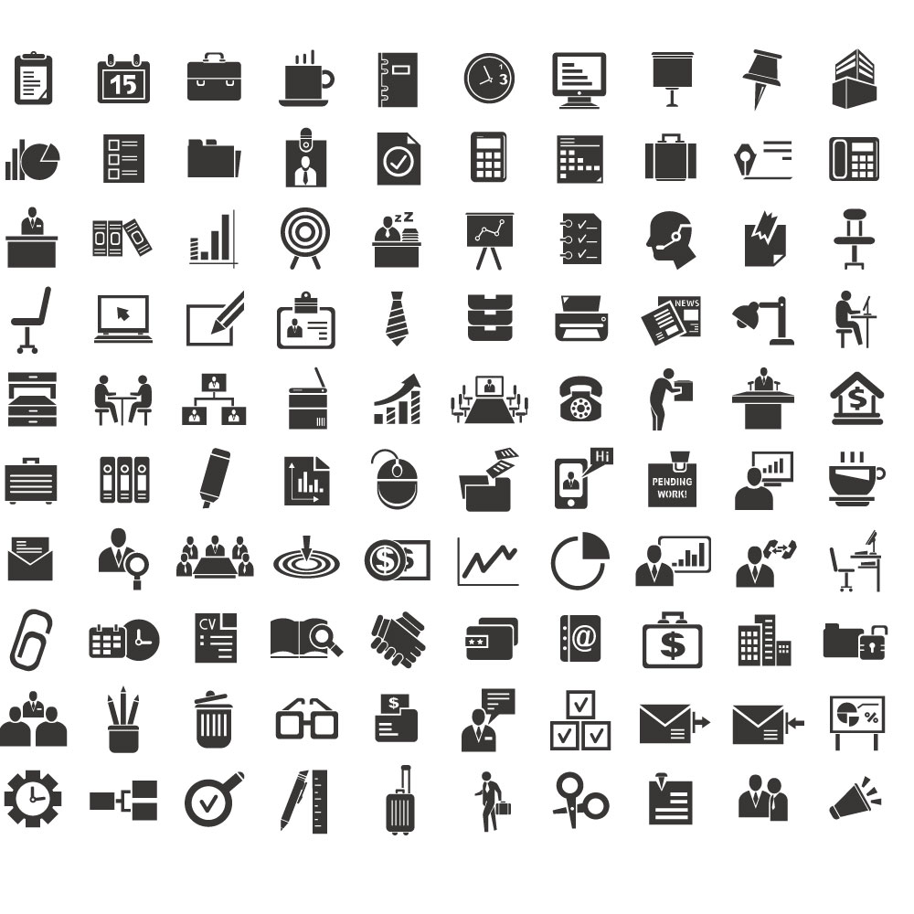 Office And Organization Icons AI Vector