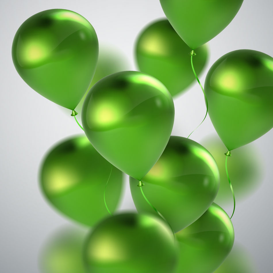 照片拟真的绿色气球图形设计ai传染媒介