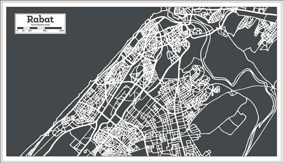 Rabat El Çizim Haritası AI Vektör