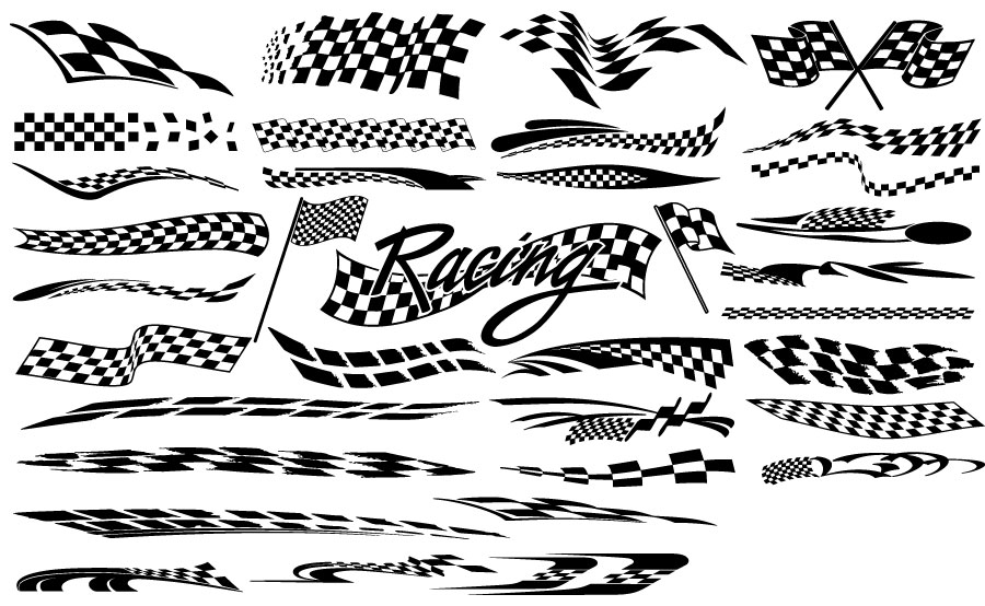 赛车比赛旗帜AI矢量图像