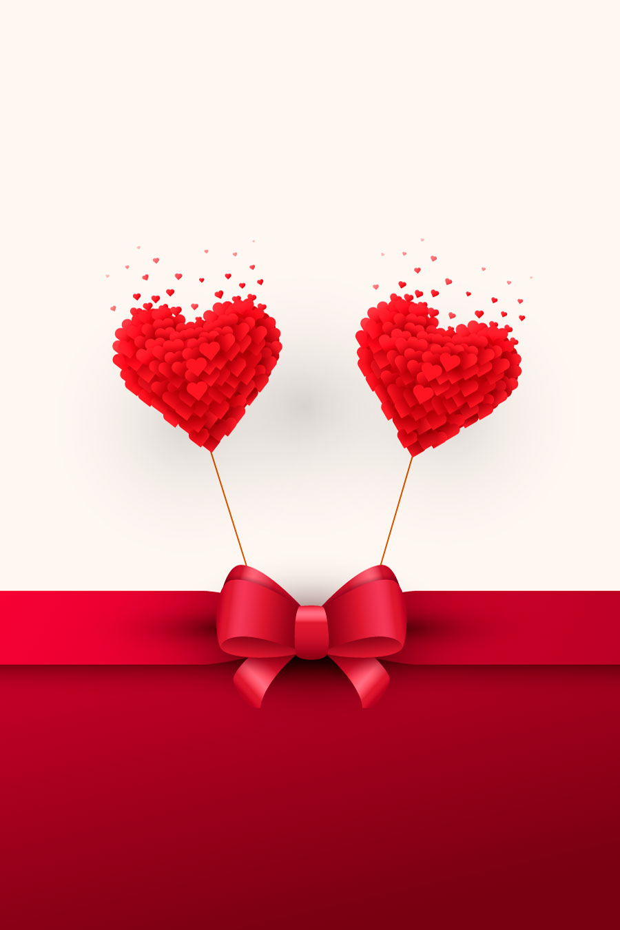 Corazón rojo Bowknot San Valentín gráfico AI Vector