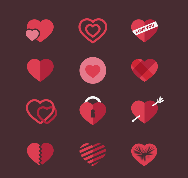 Vector de iconos de corazón rojo AI