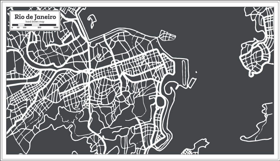 Рио-де-Жанейро Рука Рисование Карта AI Вектор