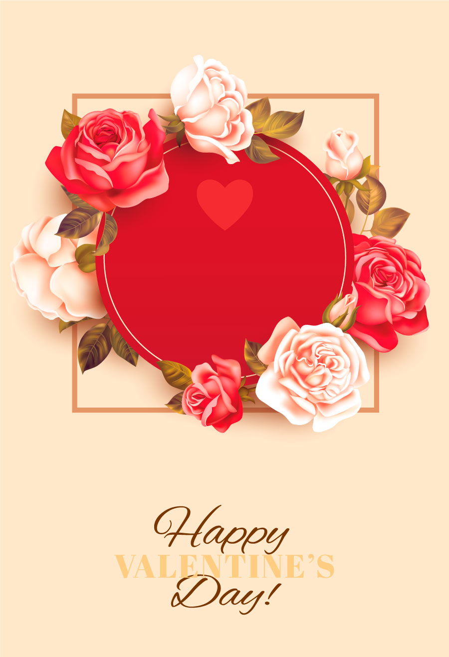 День Святого Валентина элементы роза венок AI вектор