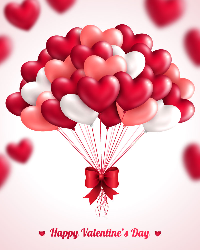 Vettore di AI del grafico del pallone del cuore di Valentine Day Pattern