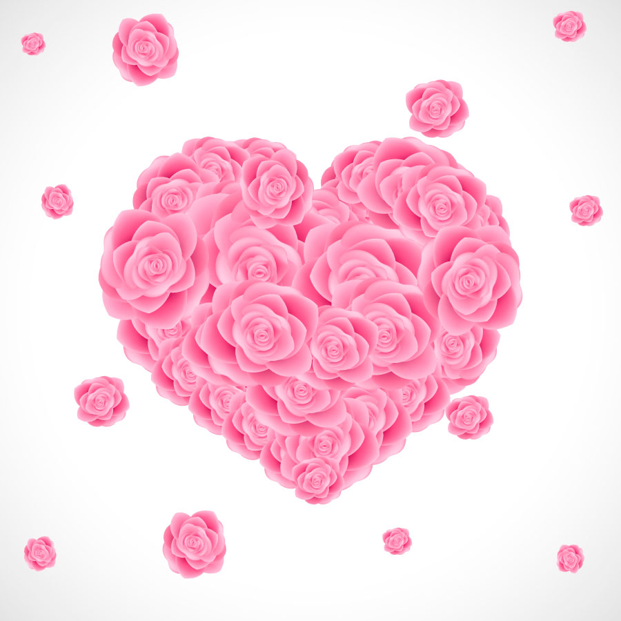 Valentine Day Pink Rose Heart Pattern Graphic AI Vector