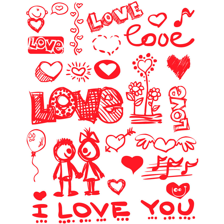عيد الحب تصميم عنصر Doodle AI Vector